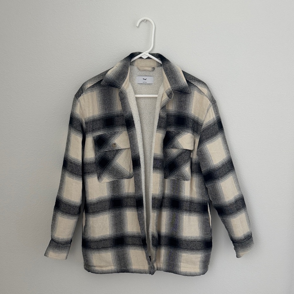 TNA Black and Cream Sherpa-Lined Jacket